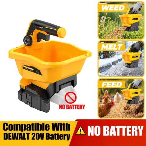 Handheld Power Spreader Compatible for Dewalt 20V Battery 【Battery not Included】3.3L Cordless Grass Seed & Rock Salt Spreader, 8 Speed, 120° Adjustable