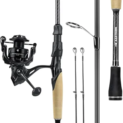 KastKing Spartacus II Plus Twin-Tip Fishing Rod and Reel Combo,Spin: 3000 Reel, 7'6" MH (2-Piece + Extra Tip)