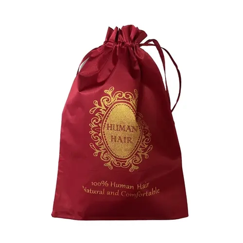 DROSUUD 1 Pcs Red Color Hair Bag for Lace Wigs Packing Big Size Satin Silk Bag Packaging With Drawstring