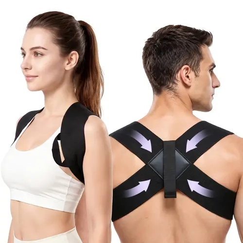 Polyester Breathable Elastic Posture Corrector & Shoulder Training Strap for Men-Women, Adjustable Upper Back Support Band for Home, Office, Gym Workout