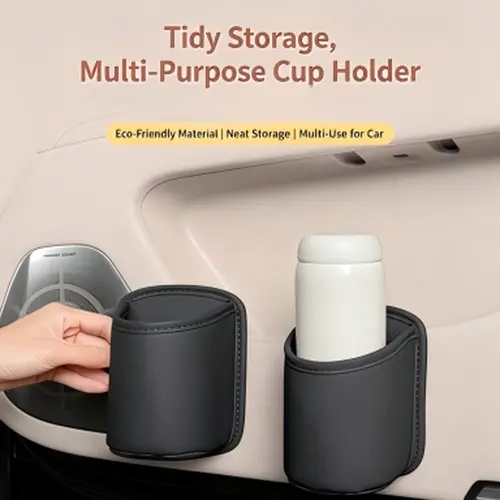 Car Cup Holder Accessory, Multi-Purpose Drink & Water Bottle Storage Pouch, Universal Auto Interior Organizer for Car Door, Center Console