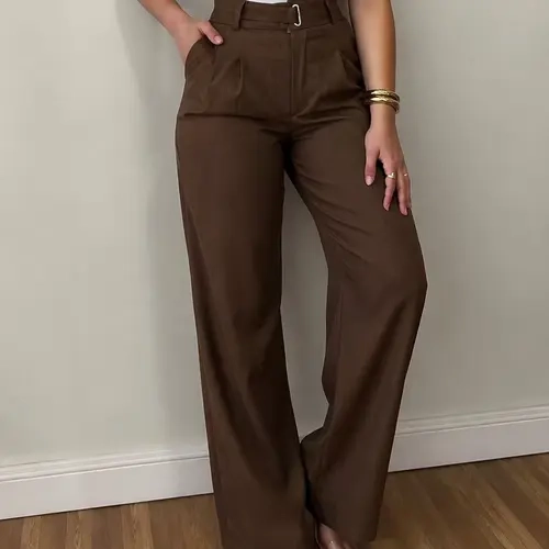 High-Waisted Wide-Leg Pants, Minimalist Luxury, Wrinkle-Fall Effect, Not Pressing Height, Essential Long Pants for Pear Shape, Casual Comfy Trousers