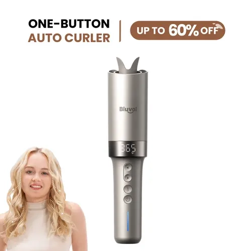 Bluvol R10 Apex Cordless Automatic Hair Curler, 1-Inch Auto Rotation, Tangle-Free, LED Display, Anti-Scald, Memory Mode, AquaGlow 200M-Ionic Ceramic Coating, Frizz Control, Long-Lasting Curler for Autumn Styling