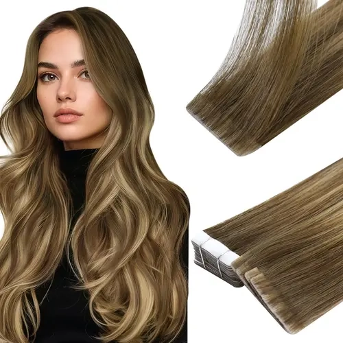 Full Shine Injected Seamless Tape in Hair Extensions Real Human Hair 12-24 Inch 20 Pcs 50G Long Straight for Beauty #tiktokshopsummersale backtoschool