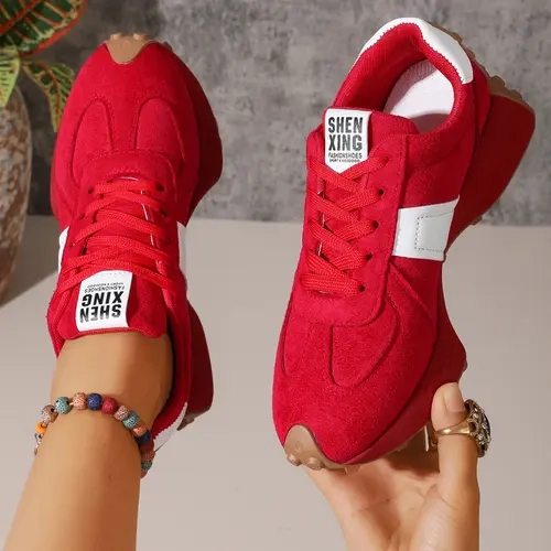Women's Fashionable Retro Lace-Up Thick-Soled Training Shoes, Chunky Trainers, Comfortable Casual Sneakers, Essential for Parties, Gatherings, Daily Outings, and Holiday Wear