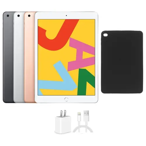 Refurbished Apple iPad 10.2-Inch, 32GB-128GB, Wi-Fi Only, All Colors, Bundle: Protective Case and Charger (Good)