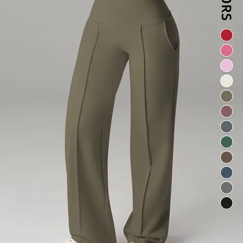 Women's Sporty Casual Long Pants, High Waist Loose Fit Soft Flare Leg Sweatpants for All Seasons, Ideal for Gym & Home, Flared Sweats