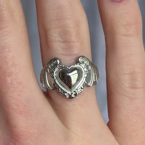 Bat Wing Heart Ring | Stainless Steel Non-tarnishing Jewelry