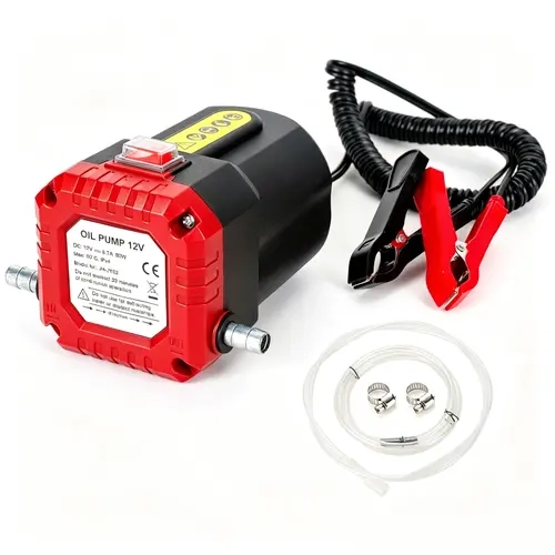 GJANSH 12V 80W Oil Extractor Pump, Oil Removal Transfer Suction Pump for Fluid Change, Diesel Scavenge Pump with Tubes Kit, Compatible with Truck RV Boat Marine (Red)