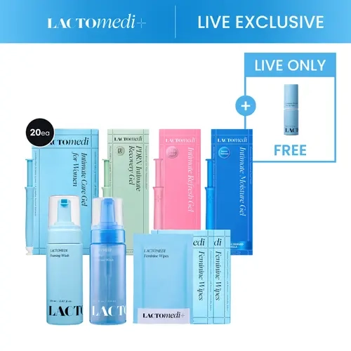 [LACTOMEDI LIVE exclusive bundle] Intimate care gel 20pcs + Pdrn gel 4pcs + Refresh gel 4pcs + Moisture gel 4pcs + Foaming wash + Cooling feminine wash + Feminine wipes x 2 boxes