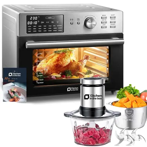 Kitchen in the Box Multifunction Appliance Bundle: Food Processor + 32QT Air Fryer Oven, All-in-One Meal Prep & Cooking, Chop, Slice, Shred & Air Fry, Large Capacity, Multi-Function, Easy to Use & Clean