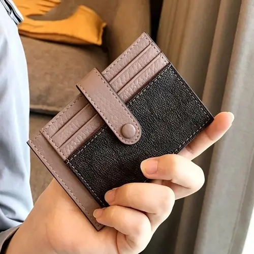 Vintage Patchwork Button Card Holder, Multi-Card Slot Large Capacity Wallet, Lightweight ID Card Organizer, Simple Portable Women's Small Wallet, Vintage Style Wallet