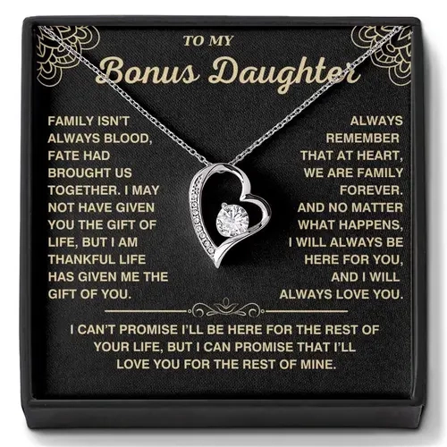 To My Bonus Daughter Necklace ️Meaningful Family Gift for Step Daughter, Emotional Family Jewelry Gift, Birthday, Graduation, Christmas, Special Occasions Gift
