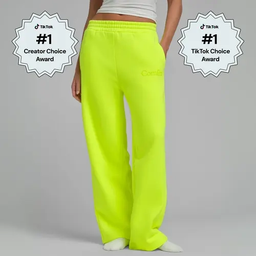Comfrt | Neon Minimalist Straight Leg Sweatpants | Midweight Fleece Sweats In Vibrant Neon Shades