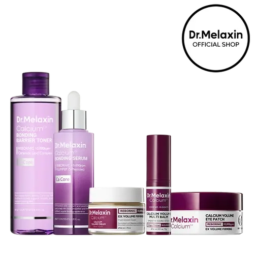 [Dr.Melaxin Official] Calcium Skin Longevity Routine Set, 5-Piece | Barrier Toner, Bonding Serum, Volume Cream, Multi Balm & Eye Patch | REBORNIC Calcium & Collagen | Firming, Plumping & Barrier Care | Korean Skincare