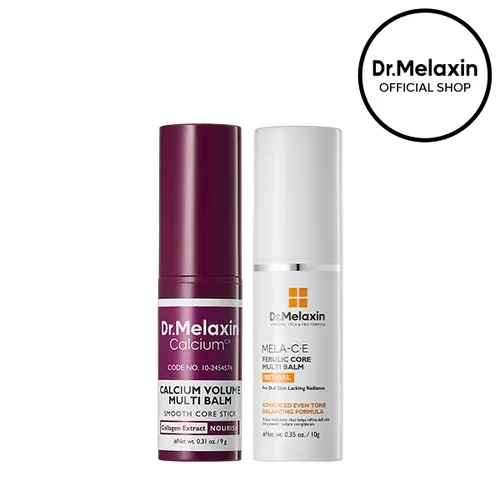 [Dr.Melaxin Official] Plump & Glow Multi Balm Stick Duo, 2-Piece | Calcium Volume Multi Balm + MELA-C·E Ferulic Retinal Multi Balm | Collagen, Vitamin C & Retinal for Fine Lines, Firming & Glow | Korean Skincare