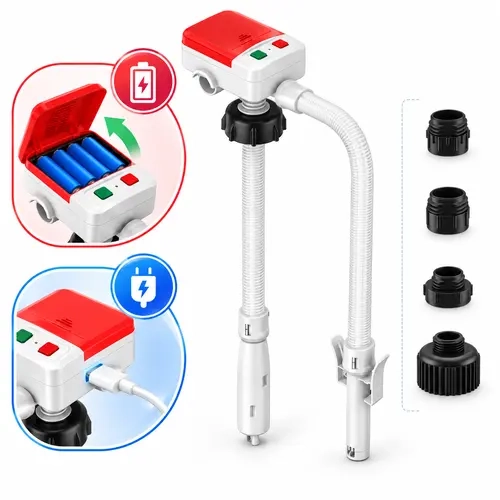 SHEKAR Dual Power Liquid Transfer Pump, Rechargeable & Battery Powered, Auto-Stop 3.2 GPM Portable Pump for Gasoline, Diesel, Kerosene, Cars, Lawn Mowers & Farm Equipment（suitable for VP barrels）