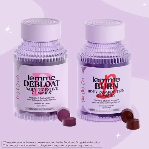 Snatched Stack - Lemme Debloat Gummies & Lemme Burn Gummies, Clinically-studied Morosil, B-Vitamins & Black Ginger for Body Composition Support and Clinically Studied Prpbiotics and Prebiotics for Digestive and Gut Health