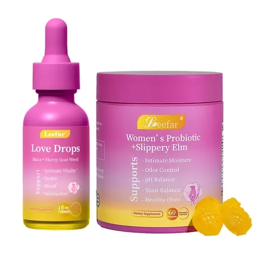 LeeFar Bedroom Bundle – Her Juicy Women's Probiotic Gummies + Love Drops for Intimate Wellness