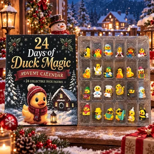 Christmas Advent Calendar 2026, 24 Days Countdown Surprise Box with 24 Cute Duck Figurines, Collectible Holiday Gift for Duck Lovers