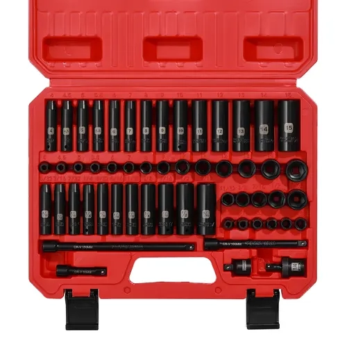 CASOMAN 55PCS 1/4 Inch Drive Master Impact Socket Tool Kit Set, CR-V Steel 6-Point Metric/SAE (4mm-15mm/5/32-9/16 Inches) Deep/Shallow, Laser Etch Dual Markings, Wrench Extension & Socket Sets with Extensions+Joints Adapters for Mechanics,toolupgrade