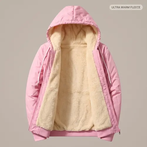 【JOGWAVE】Lady's Long Sleeve Thick Padded Full-Zip Hooded Outerwear, Windproof Warm Winter Heavyweight Casual Basic Jacket, Sizes XS-2XL,sohochic
