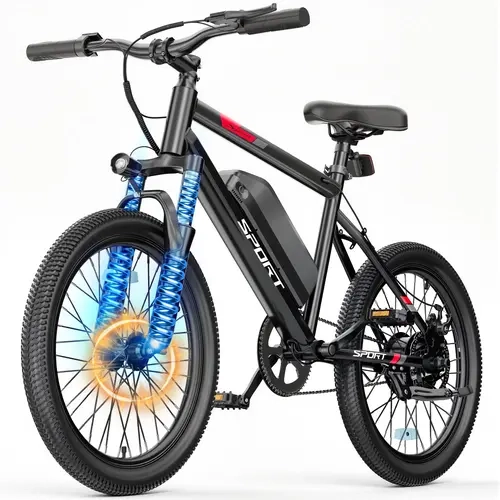 Adult Electric Mountain Bike - 20" Wheels, 1000W Peak Motor, 20 mph Max Speed, 30-40 mi Range, IPX5 Water-Resistant Outdoor E-Bike high-carbon steel
