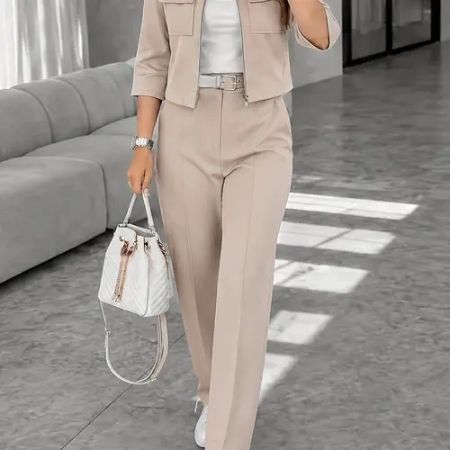Men's Jacket Pants Set, Minimalist Luxury Style, Tailored Fit, Professional Office Wear, Early Autumn High-Quality