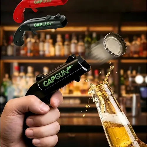 Stainless Steel-ABS Plastic Handheld Mechanical Bottle Opener, Beer Cap Ejector Kitchen Gadget, Playful Bar Accessory for Parties, Creative Gift for Men, Ideal for Backyard Barbecues
