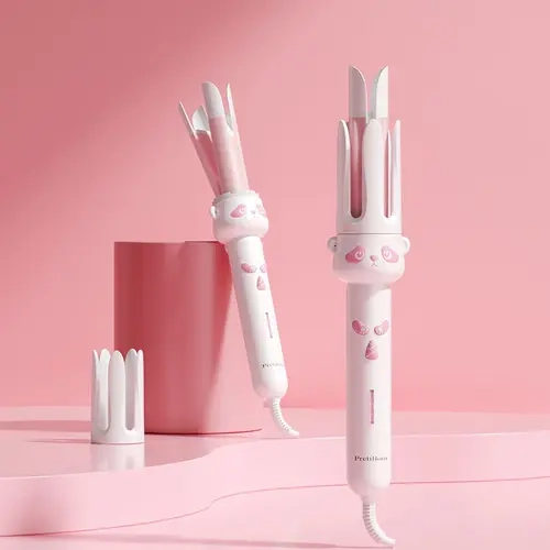 PretiHom 2-in-1 Automatic Curling Iron-Straightener (Plug Powered 2-in-1 Tool), 1.5" Pink Panda Design Curling Irons, 320°F-400°F Adjustable Temp Hair Accessory for Styling Curls & All Hair Types, Home Salon Appliance,techvibes