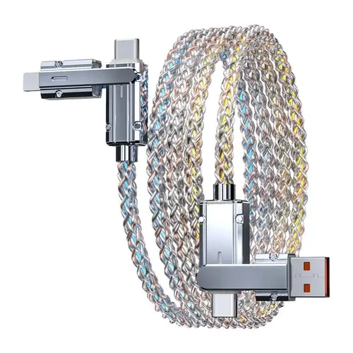 4-in-1 100W Colorful lights Data Cable, Free switching four interfaces, Luminous Durable