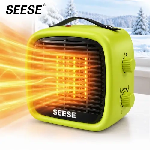 SEESE Portable Space Heater, Portable Ceramic Electric Heater with 700W/1200W Dual Heating Modes, Fast Heating Personal Heater With Overheat and Tip-Over Protection, Mini Electric Heater for Indoor,Compact Heater for Home, Office and Bedroom