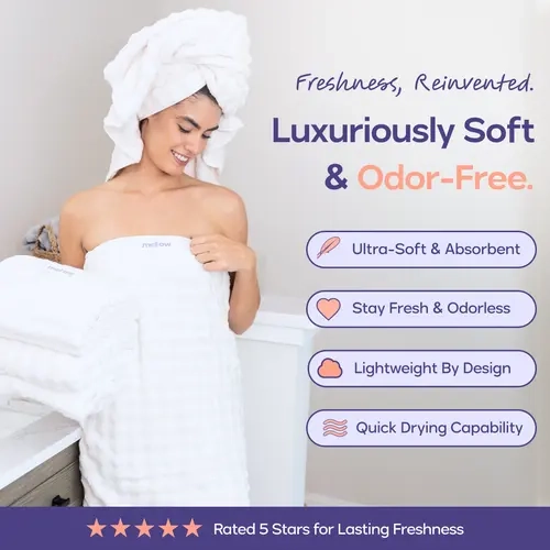 Mellow Sleep | Bubble Bath Towels (4-Pack) - Soft, Cushioned Microfiber with Quick-Drying Bubble Texture