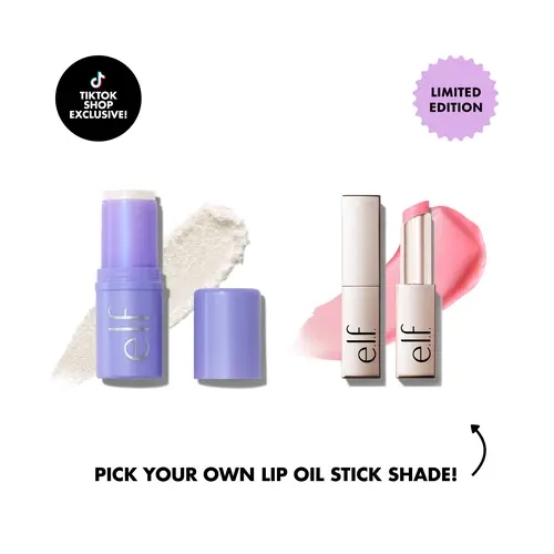 e.l.f. Shimmer & Shine Stick Duo — Tinted Lip Oil Stick for Buildable Color & Shimmer Glitter Hair Stick for Radiant Hair