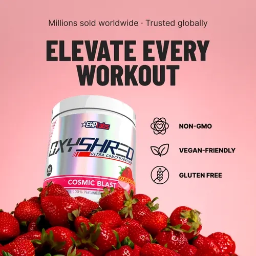 EHPlabs OxyShred Ultra Pre Workout Dietary Supplement - 33 Serve Cosmic Blast - Boost Fitness Support with Acetyl L-Carnitine, Raspberry Ketones, Natural Caffeine