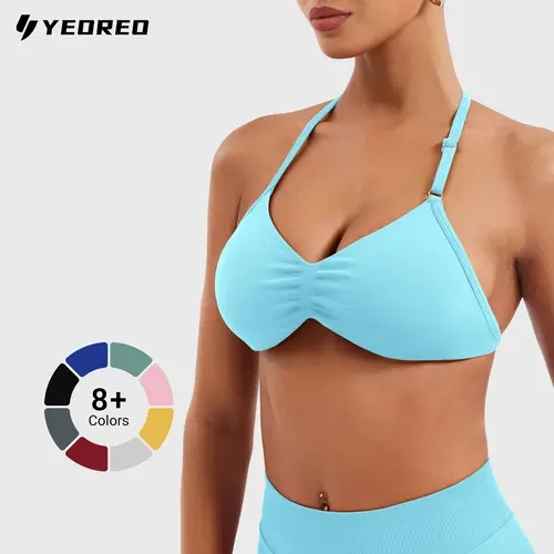[LIVE] YEOREO SoftHue Impact Strappy Halter Sports Bra for Women - Padded, Gym Clothes Women, Running, Workout, Yoga - Summer Finds Sohochic
