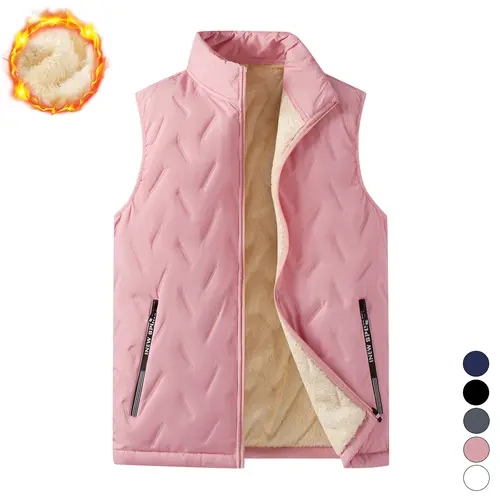 Women’s Lady Autumn-Winter Ultra-Soft Fleece Vest - Sleeveless Stand-Collar Tops for Women, Stylish Zippered Pockets, Suitable for Running, Hiking, Fitness Activities,sohochic