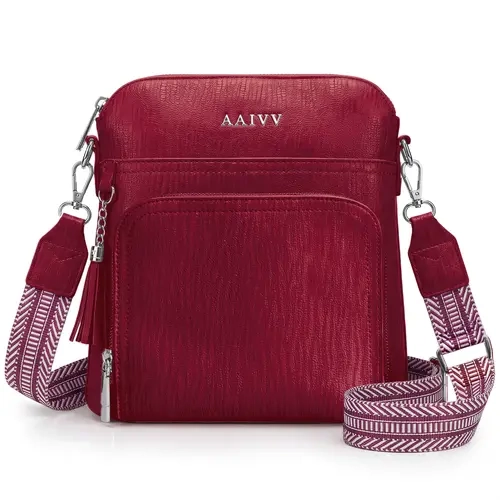 AAIVV SYTRAH Women's Anti-Theft Crossbody Bag, RFID Blocking Vegan Leather Purse with Built-In Wallet, Adjustable Wide Strap, Hands-Free & On-The-Go Luggage & Bags (Black), Hands-Free Women's Crossbody & Shoulder Bags, On-The-Go Women's Crossbody & Should