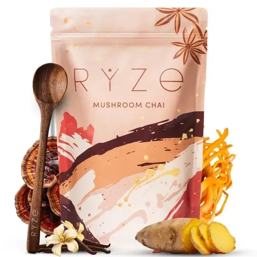 RYZE Organic Mushroom Chai Tea Beverage - 6 Adaptogenic Mushrooms, 20 Servings
