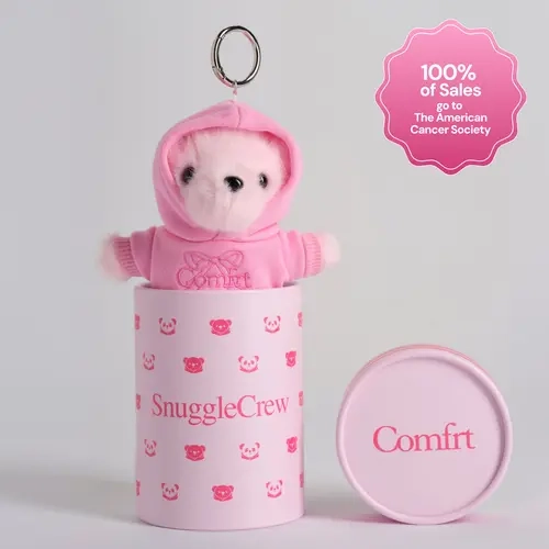 Comfrt | Breast Cancer Awareness Teddy Bear Keychain | Plush Mini Bear Pink Hoodie Keychain