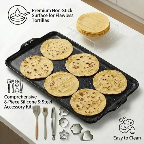 AORAN Non-Stick Food-Grade Baking Pan - Household Items, Kitchen Baking Supplies, Essential Non-Toxic Bakeware, Teflon-Free, Easy-Clean, Dishwasher-Safe for Taco Prep,techvibes