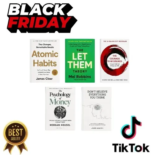 5-Book English Regular Softcover Self-Help Bundle - Bestselling Life Transformation Titles: Atomic Habits, Let Them Theory, Psychology of Money, The Courage to Be Disliked, Don't Believe Everything You Think, Five Books