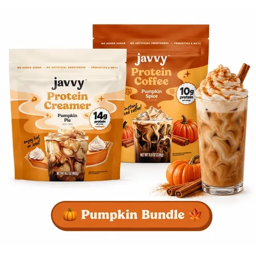 Javvy Ultimate Fall Bundle Double Pump Protein Coffee + Protein Creamer, No Added Sugar, No Artificial Sweeteners, Limited Edition