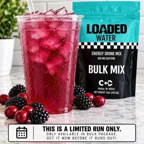 Monthly Mix Loaded Water – BULK CONTAINER MAKES 30- 32oz Caffeinated Flavored Hydration Powder Beverage Mix | Made in USA | Easy to Mix
