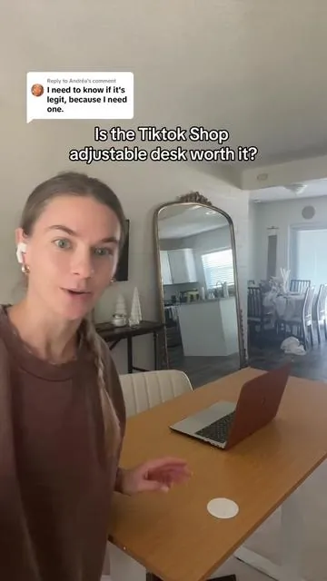 Replying to @Andréa my honest opinion on the tiktok shop desk! 🤍 #tiktokshop #adjustabledesk #standingdesk 