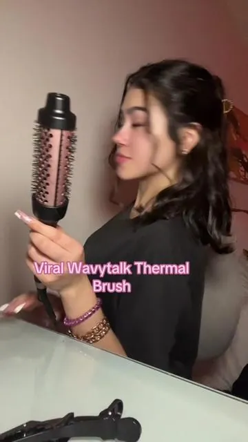 It keeps selling out buy it while you can! #wavytalk #wavytalkhair #thermalbrush #curlingiron #wavytalkthermalbrush #layeredhair #athomeblowout #blowoutroutine #easyhairstyles #hair #hairstyle #tiktokshop #urfavbrazilian_julia 