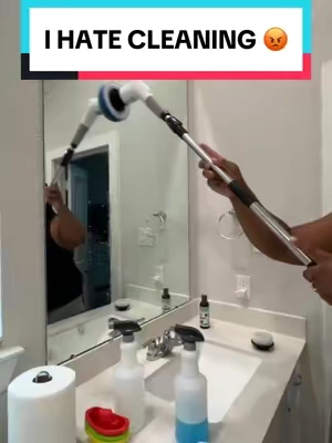 I hate cleaning up with a passion!🤬Teamwork + this spin scrubber gets the bathroom clean. #tiktokshop #ttshop #CleanTok #cleanwithme #spinscrubber  