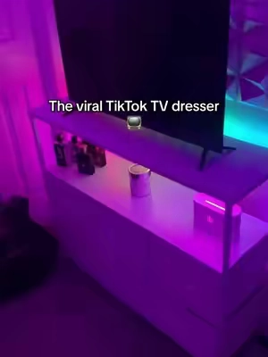 The popular TV dresser with drawers 🙌 came out better than expected #dresser #tvstand #roomdecor #review #tiktokshop #furniture 