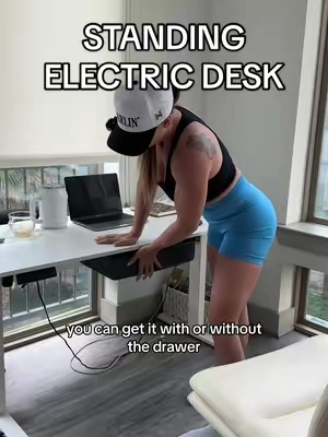 Replying to @Dee  I think they may have taken the drawer option one off of tiktok shop but the one 🔗d is the exact same, just no drawer!  #standingdesk #electricdesk #electricstandingdesk #sweetcrispyfurniture 