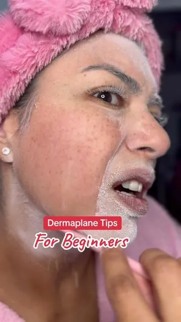 Shaving my face in 4k! Dermaplane tips for beginners 🫶🏽 I always shave before doing hair laser removal. Here’s my skincare routine at 40 years young 🥰  #dermaplane #shaveyourface #hairidentifier #hairremoval #laserhairremoval #skincareroutine 